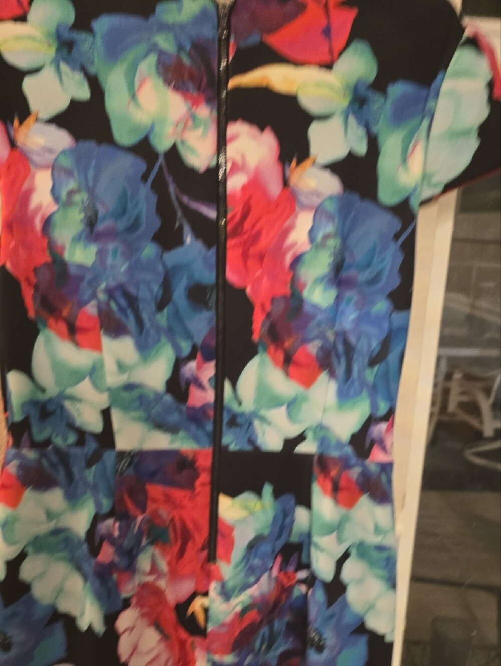 Betsey Johnson Black Floral Midi Dress with Vibrant Multicolor Blooms - Picture 3 of 6